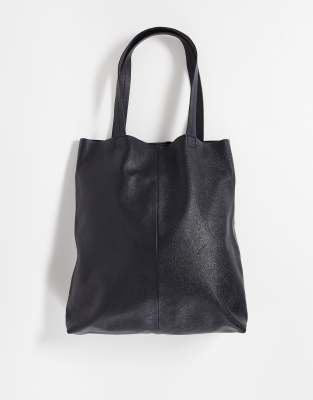 black leather tote bag