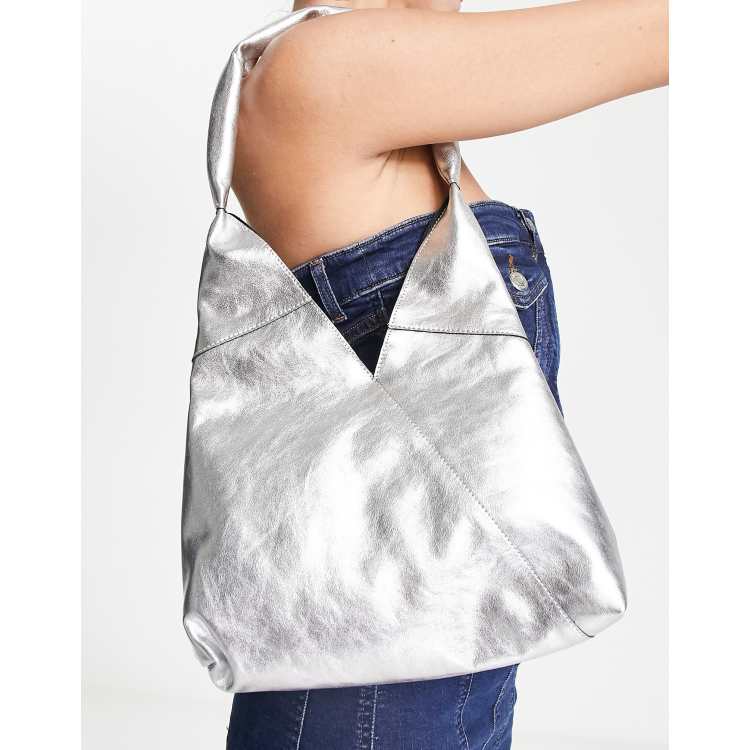 ASOS DESIGN box bag in silver