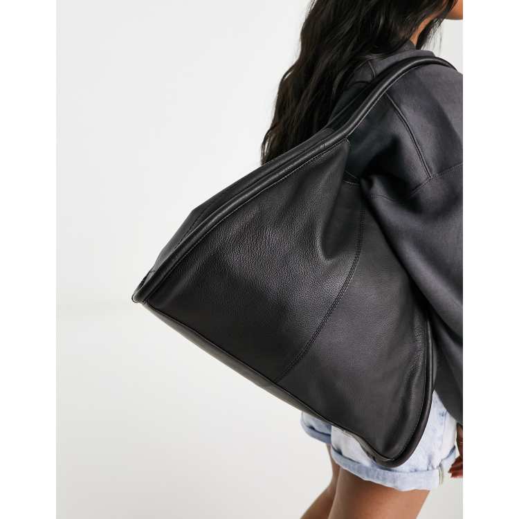 COS Leather Shopper Bag in Black