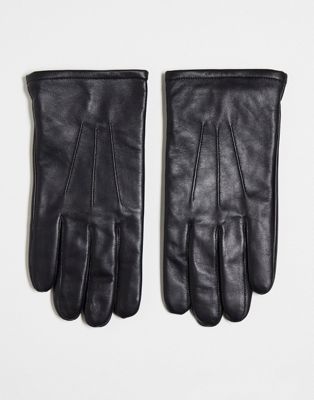 ASOS DESIGN leather touchscreen gloves in black - ASOS Price Checker