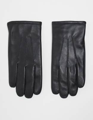 leather touchscreen gloves in black