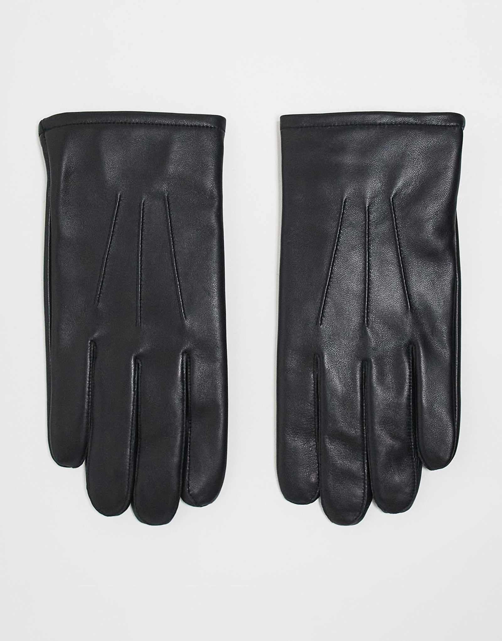 ДИЗАЙНЕРСКИЕ кожаные перчатки с сенсорным экраном ASOS черного цвета