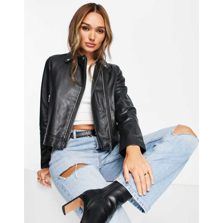 Asos leather outlet coat