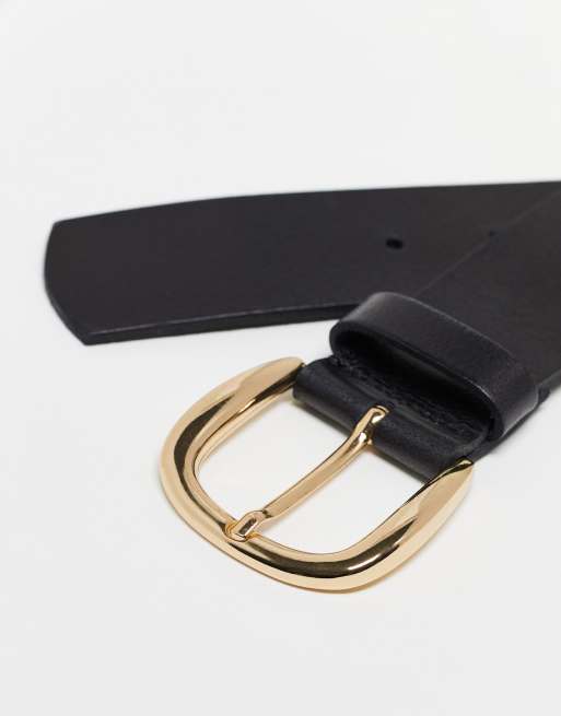  OTHER STORIES Leather Half Circle Buckle Belt