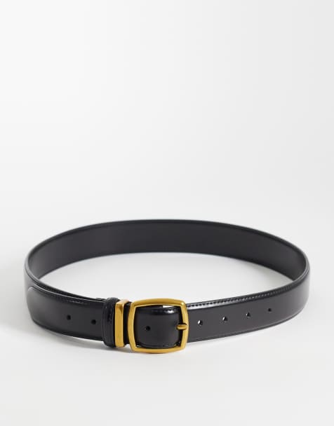 ASOS DESIGN Leather waist and hip square buckle jeans belt - view 1