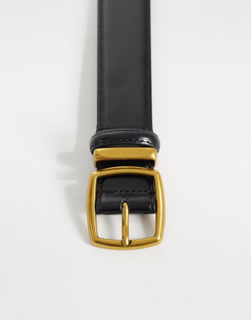 ASOS DESIGN Leather waist and hip square buckle jeans belt, 3 of 3