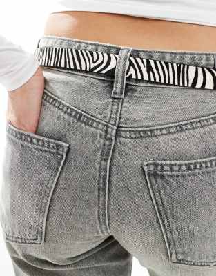 Asos Design Leather Waist And Hip Zebra Print Belt-multi In Multi
