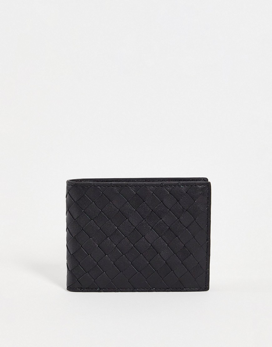 ASOS DESIGN leather wallet in black weave