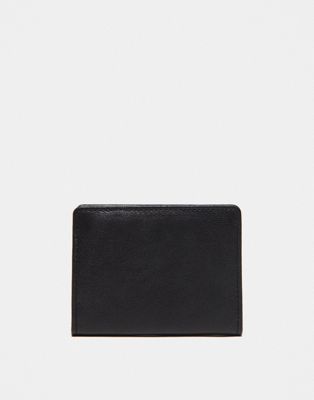 ASOS DESIGN leather wallet in black with blue inner
