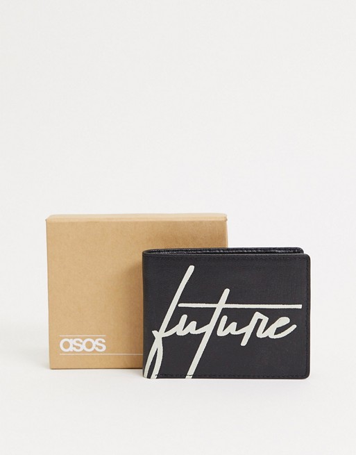 ASOS Dark Future leather wallet in black with with logo
