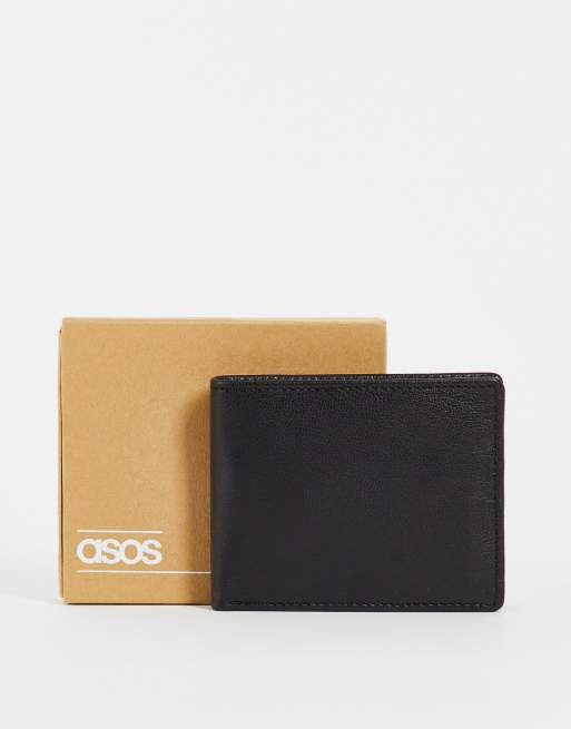ASOS DESIGN leather wallet in black with internal coin wallet