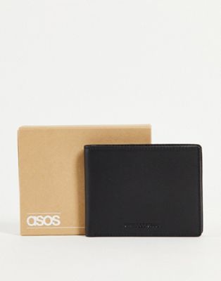 ASOS DESIGN leather wallet with brown internals