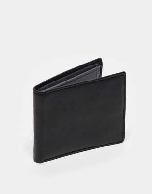 leather wallet with contrast in black and gray