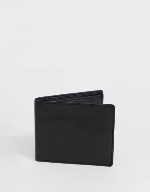 ASOS DESIGN leather wallet with internal coin purse in black