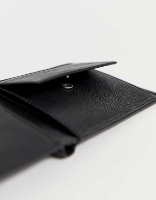 ASOS DESIGN leather wallet with internal coin purse in black