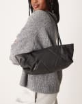[ASOS DESIGN] ASOS DESIGN leather weave elongated tote bag in black No Size BLACK