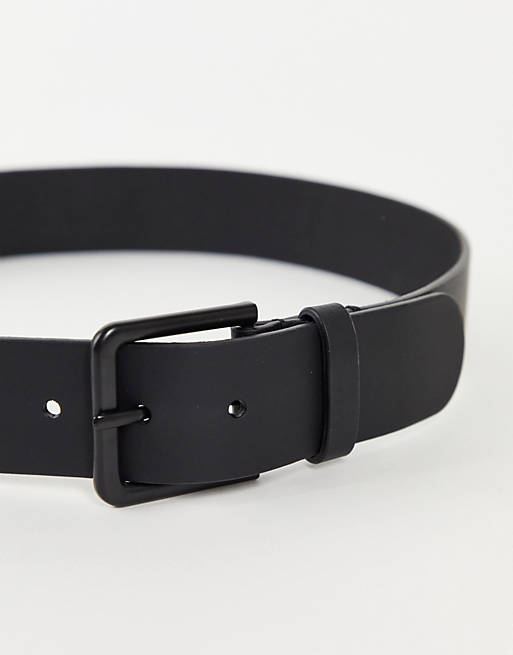 Accessories Belts/leather wide belt in black with matte black buckle 