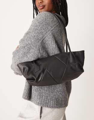 Asos Design Leather Woven Elongated Tote Bag In Black