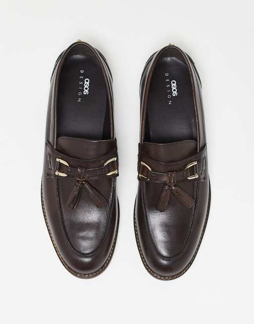 ASOS DESIGN – Leder-Loafer in Braun mit Quasten, 3 von 5