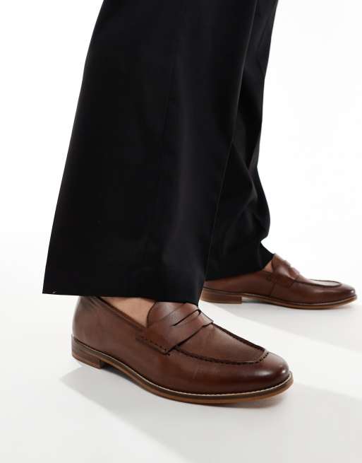 Asos leather loafers online