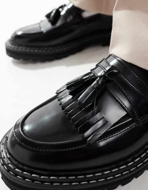 ASOS DESIGN – Leder-Loafer in Schwarz mit Kontrastnaht, 4 von 4