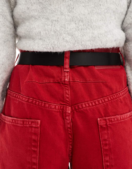 ASOS DESIGN – Ledergürtel für Jeans mit silberfarbener Schnalle für Taille und Hüfte, 3 von 3
