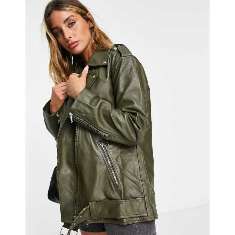 Biker Lederjacke Lederjacke Olive Damen Gipsy Damen Lederjacke