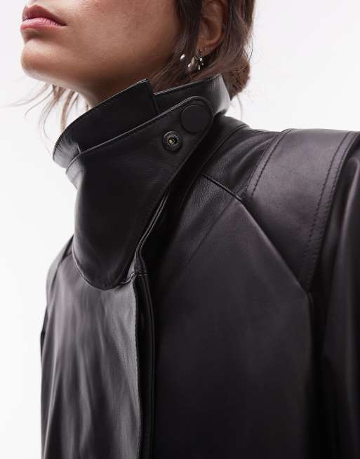 ASOS DESIGN – Lederjacke in schwarzer Deconstructed-Optik, 3 von 5