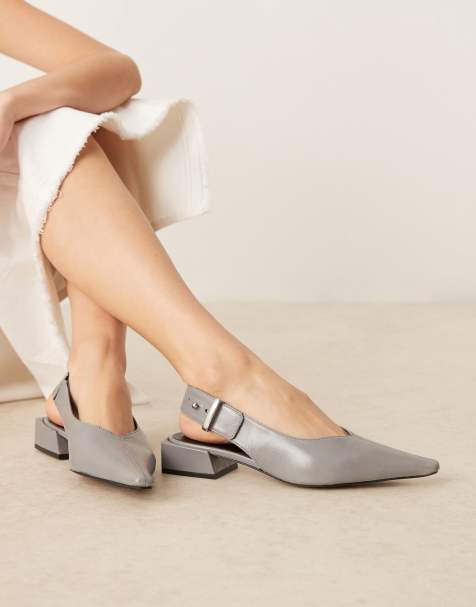 ASOS DESIGN Ledge premium leather slingback in grey - view 1