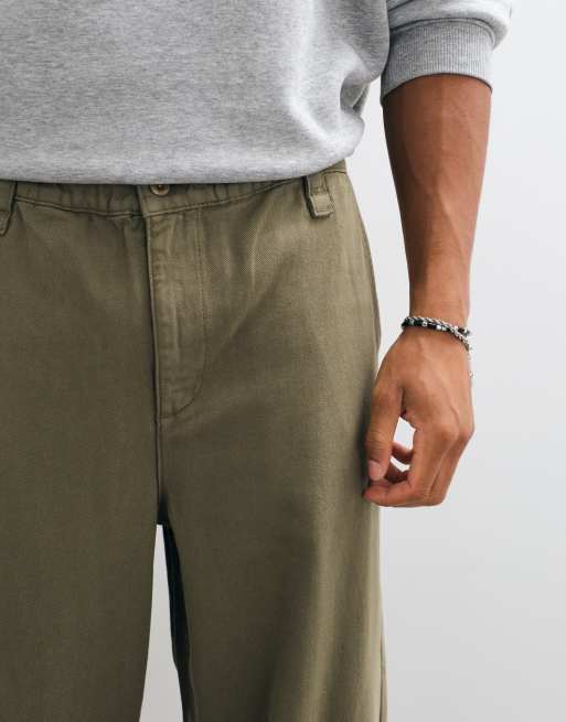 ASOS DESIGN lediga byxor i khaki med elastisk midja, 3 av 5