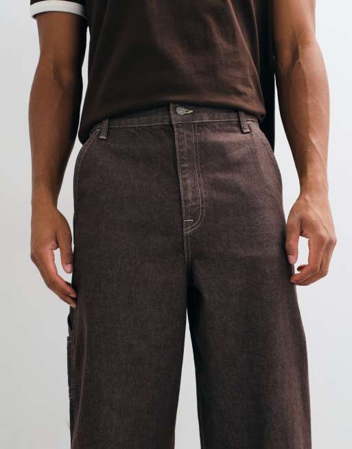 ASOS DESIGN lediga snickarjeans i råbrun, 4 av 5