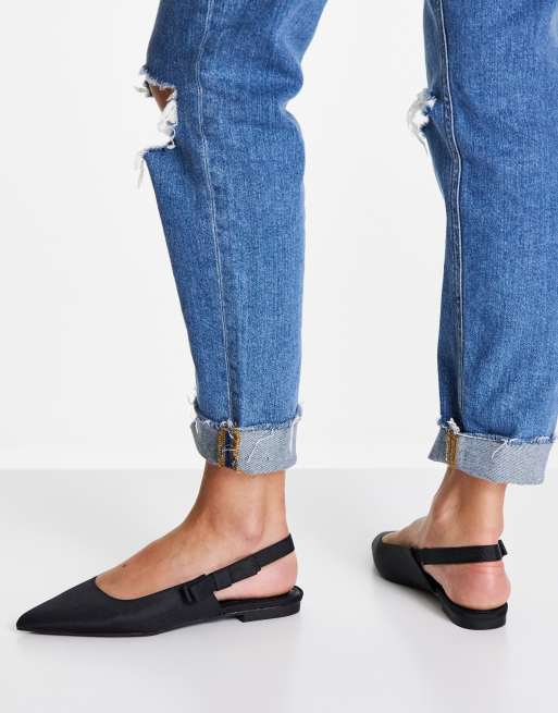 ASOS DESIGN - Leela - Ballerines plates à bout pointu avec bride cheville et nœud - Noir, 4 de 4