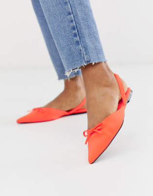 neon orange flats