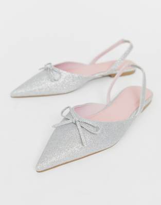silver pointed toe flats
