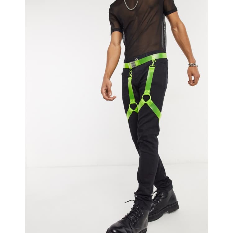 ASOS DESIGN leg harness in neon yellow plastic