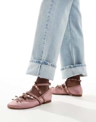 ASOS Design - Legacy - Ballerinas in Rosa mit Nieten