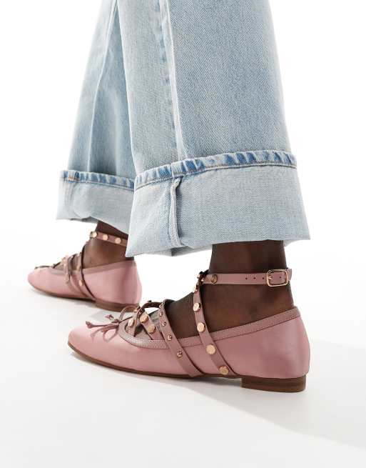 ASOS DESIGN – Legacy – Różowe balerinki z ćwiekami, 3 z 4