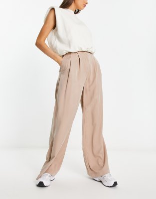 ASOS DESIGN - Legere Hose in Beige mit weitem Bein-Brown