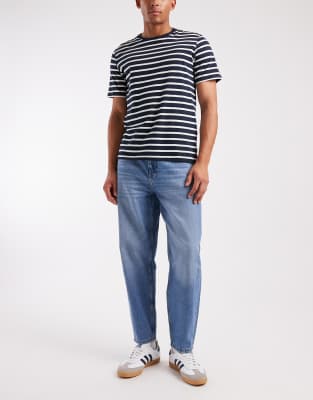 Legere Karottenjeans in verwaschenem Mittelblau Blau 48 Short