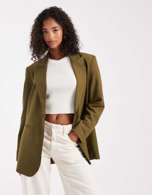 ASOS DESIGN - Legerer Blazer in Khaki-Grün