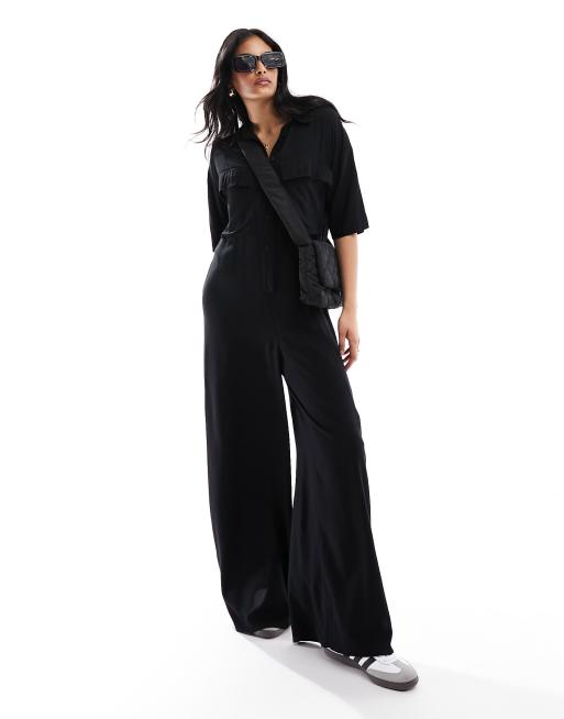 ASOS DESIGN Legerer Oversize Jumpsuit in Schwarz ASOS