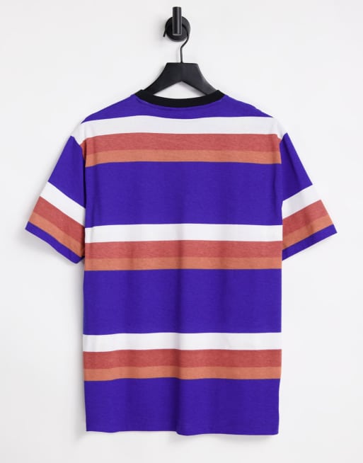 ASOS DESIGN – Legeres, gestreiftes T-Shirt in blauem Farbblockdesign, 2 von 4
