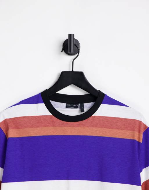 ASOS DESIGN – Legeres, gestreiftes T-Shirt in blauem Farbblockdesign, 4 von 4