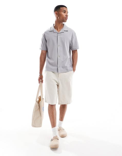 ASOS DESIGN – Legeres Hemd in Grau mit Knopfleiste - view 1