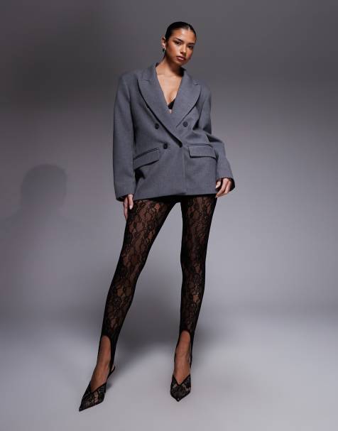 ASOS DESIGN - Legging à sous-pieds en dentelle transparente - Noir - view 1