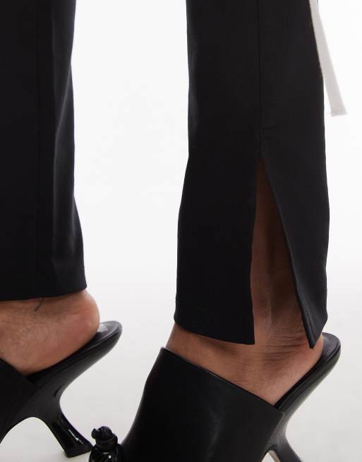 ASOS DESIGN - Legging en bengaline à coupe évasée avec fente latérale - Noir, 2 de 5