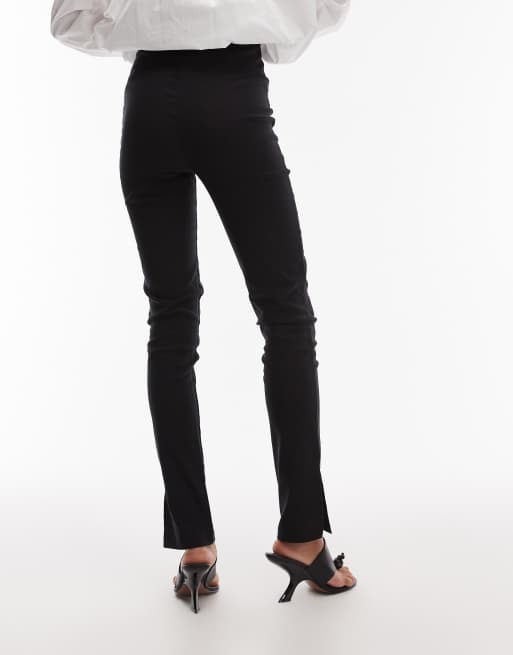 ASOS DESIGN - Legging en bengaline à coupe évasée avec fente latérale - Noir, 4 de 5