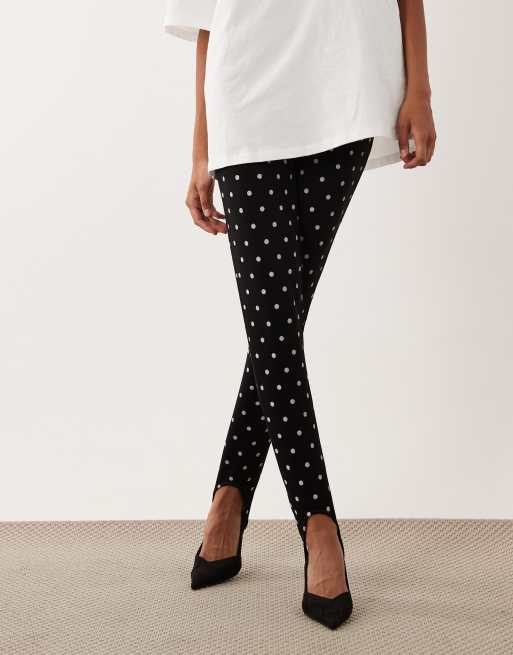 ASOS DESIGN legging interlock à sous-pied imprimé pois noir, 2 de 5