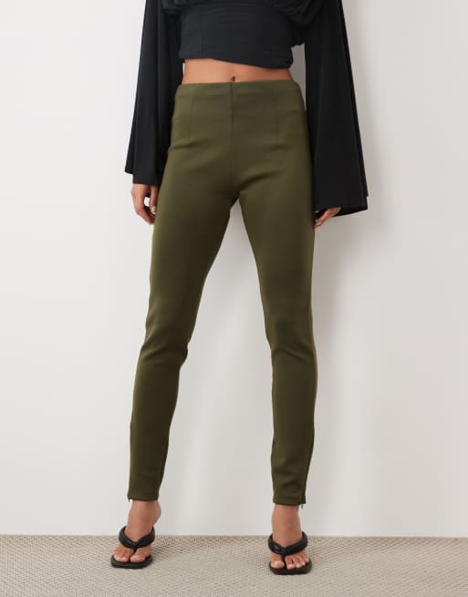 ASOS DESIGN legging met splitzoom in kaki, 2 van 5
