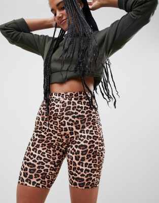 topshop leopard biker shorts